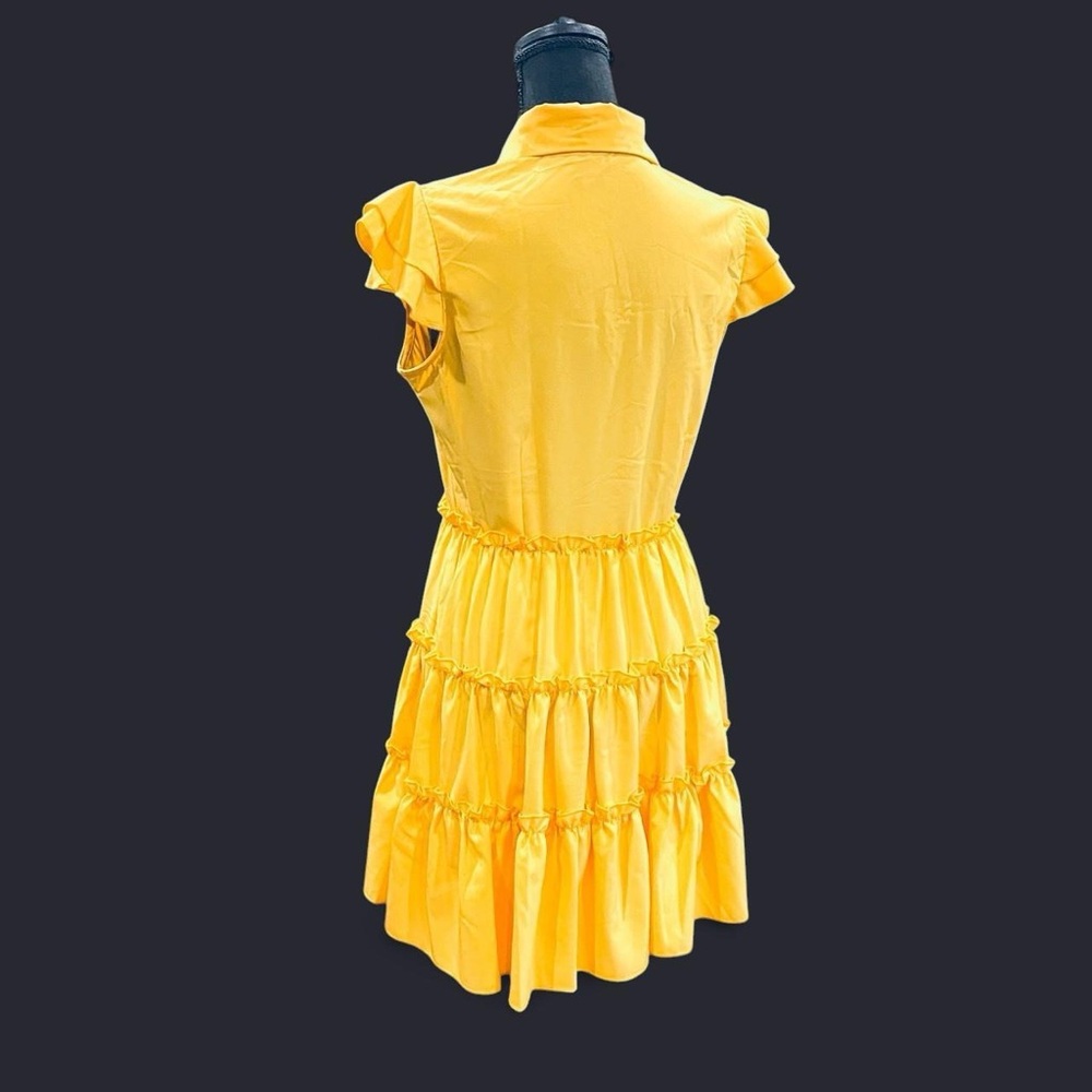 Yellow Ruffled Midi Dress - Picture 5 of 6